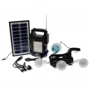 Kit Lanternă Radio cu Încărcare Solară Camping GDLite, Acumulator 6 V / 4 A, 4 Becuri LED, Panou Solar, MP3 Player