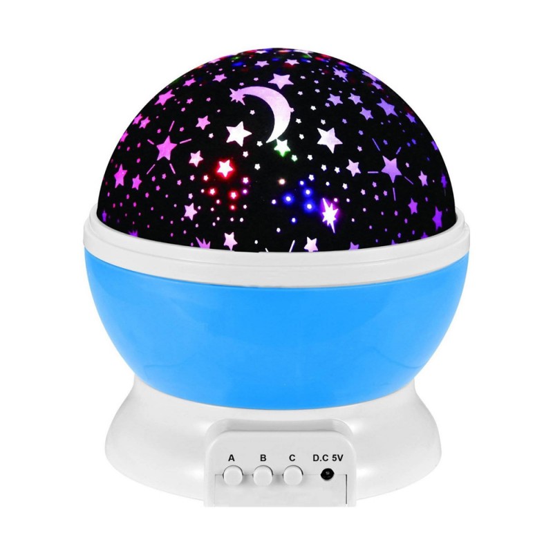 Lampă de Veghe cu Proiector Rotativ cu Stele şi Lună, Rotaţie 360 grade, Glob 4 LED-uri, USB, Diverse Culori