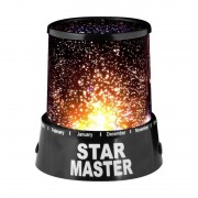 Lampă de Veghe cu Proiector de Stele Star Master, 2 Moduri, 4 LED-uri, Alimentare USB / Baterii, Negru