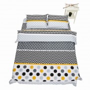 Lenjerie de Pat 2 Persoane Yellow Dots Heinner Home, 100% Bumbac, 4 piese, King Size