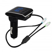 Modulator FM Bluetooth pentru Maşină Wireless Car Kit Q7, Cablu Încărcare, MP3, microSD, Handsfree, Negru