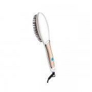 Perie Electrică de îndreptat Părul Hair Straightener Brush Gemei, 60 W, Înveliş Ceramică, Alb/Auriu