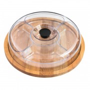 Platou Servire Rotund cu Capac bienWood, 31 x 8.50 cm, Lemn și Plastic