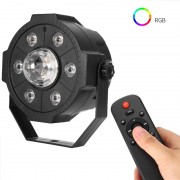 Proiector Jocuri Lumini Disco cu Telecomandă, Muzică USB și Bluetooth, 6+1 LED RGB, Sistem Fixare, Negru