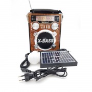 Radio Portabil cu MP3 Player și Lanternă Waxiba 2054U-S-L, Panou Solar, Bec LED, Bandă AM/FM/SW, Antenă Telescopică