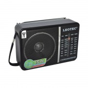 Radio Portabil pe Baterii Clasic Leotec, 15 W, Bandă FM/MW/SW, Antenă Telescopică, Negru