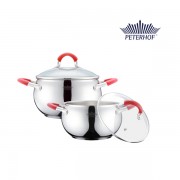 Set 2 Oale din Inox cu Capac din Sticlă Apple Shaped Peterhof, 3.1 şi 4.2 Litri, 4 piese, Bază 5 Straturi, Inducţie