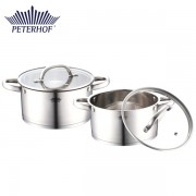 Set 2 Oale din Inox cu Capac din Sticlă Peterhof, 2.9 şi 6.5 Litri, 4 piese, Bază 4 Straturi