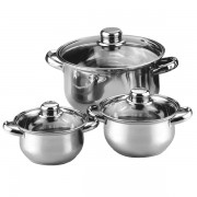 Set 3 Oale din Inox cu Capac din Sticlă DeKassa, 2.9, 3.9 şi 4.9 Litri, 6 piese