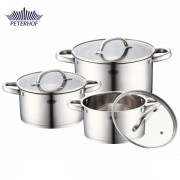 Set 3 Oale din Inox cu Capac din Sticlă Peterhof, 6 piese, Baza 4 Straturi, Inducţie