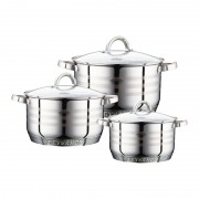 Set 3 Oale din Inox cu Capac din Sticlă Carlos Peterhof, 2.8, 3.8 şi 5 Litri, 6 piese, Bază 7 Straturi, Inducţie