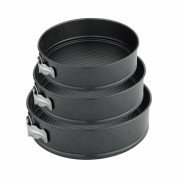 Set 3 Tăvi de Copt Formă Rotundă Ertone, 3 piese, Oţel Carbon, Bază detaşabil, Teflon