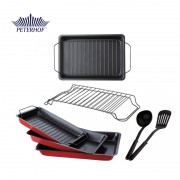 Set 3 Tăvi pentru Copt din Oţel Carbon Caro Peterhof, 8 piese, Grătare şi Accesorii incluse