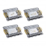 Set 3 Tăvi Servire din Inox Bandeja Peterhof, 3 piese, Diverse Modele cu Auriu, Cromate