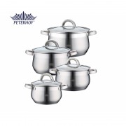 Set 4 Oale din Inox cu Capac din Sticlă Apollo Peterhof, 2.1, 2.9, 3.9 şi 5.1 Litri, 8 piese, Bază 5 Straturi, Inducţie