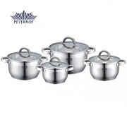 Set 4 Oale din Inox cu Capac din Sticlă Carlos Peterhof, 2.1, 2.9, 3.9, 6.5 Litri, 8 piese, Bază 7 Straturi