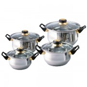 Set 4 Oale din Inox cu Capac din Sticlă DeKassa, 1.5, 1.9, 2.9 şi 5.9 Litri, 8 piese