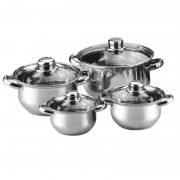 Set 4 Oale din Inox cu Capac din Sticlă DeKassa, 1.9, 2.9, 3.9 şi 4.9 Litri, 8 piese