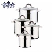 Set 4 Oale din Inox cu Capac din Sticlă Peterhof, 8 piese