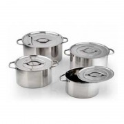 Set 4 Oale din Inox cu Capac Grunberg, Capacitate 3, 4, 6 și 8 Litri, 8 piese, Inox Indian