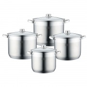 Set 4 Oale din Inox cu Capac din Sticlă Alden Peterhof, 7, 9, 10.8 şi 12.5 Litri, 8 piese, Bază 5 Straturi, Inducţie