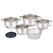 Set 4 Oale Madeline Cooking by Heinner, 10 piese, Coș Prăjit, Suport Vase Fierbinți, Inox, Inducție