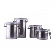 Set 4 Recipiente Depozitare Alimente din Inox cu Capac DeKassa, 8 piese, Închidere Ermetică