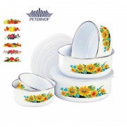 Set 5 Caserole Email cu Capac de Plastic Peterhof, 10 piese, Diverse Modele