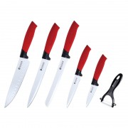 Set 5 Cuţite din Inox şi Decojitor Ceramic Zillinger, 6 piese, Lamă şi Mânere Colorate, Antibacterial