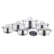 Set 5 Oale din Inox cu Vas Aburi Apollo Peterhof, Capace de Sticlă, Steamer, 11 piese, Bază 5 Straturi, Inducţie