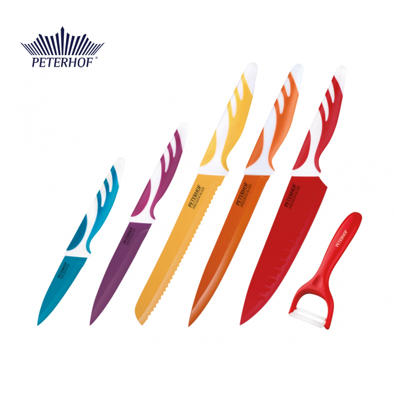 Set 6 Cuţite cu Lamă de Inox Peterhof, 6 piese, Lamă Colorată