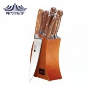 Set 6 Cuţite din Oţel Inoxidabil cu Suport din Lemn Peterhof, 7 piese, Inox