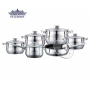 Set 6 Oale şi Cratiţe cu Mâner din Inox cu Capac din Sticlă Apollo Peterhof, 12 piese, Bază 5 Straturi, Granit, Inducţie