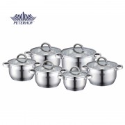 Set 6 Oale şi Cratiţe din Inox cu Capac din Sticlă Carlos Peterhof, 12 piese, Bază 7 Straturi, Inducţie