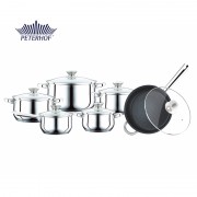 Set 6 Oale şi Cratiţe din Inox cu Capac din Sticlă Torro Peterhof, 12 piese, Bază 5 Straturi, Inducţie