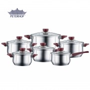 Set 6 Oale şi Cratiţe din Inox cu Capac din Sticlă Vino Peterhof, 12 piese, Bază 5 Straturi, Inducţie