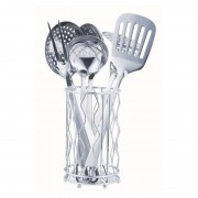 Set 6 Ustensile din Inox pentru Gătit Grunberg, 7 piese, Suport inclus