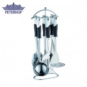 Set 6 Ustensile din Inox pentru Gătit Peterhof, 7 piese, Suport inclus