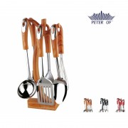 Set 6 Ustensile din Inox pentru Gătit Peterhof, 7 piese, Suport inclus