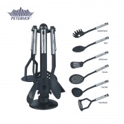 Set 6 Ustensile pentru Gătit Fabrizio Peterhof, 7 piese, Suport inclus, Plastic, Mânere Inox