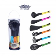 Set 6 Ustensile pentru Gătit Peterhof, 6 piese, Plastic şi Silicon, Mânere Multicolore