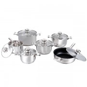 Set 6 Vase din Inox cu Capac din Sticlă DeKassa, 12 piese, Bază 3 Straturi, Inducţie