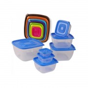 Set 7 Caserole de Plastic cu Capac Grunberg, 14 piese, Capace Colorate, Diferite Mărimi