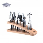 Set 7 Ustensile pentru Bucătărie cu Suport de Lemn Peterhof, 8 piese, Inox