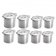 Set 8 Oale din Inox cu Capac Grunberg, Capacitate 4 - 13 Litri, 16 piese, Inox Indian