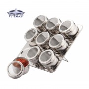 Set Condimente cu Suport Magnetic Claudio Peterhof, 9 Recipiente, 10 piese, Sticlă, Inox