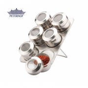 Set Condimente cu Suport Magnetic Slim Peterhof, 6 Recipiente, 7 piese, Sticlă, Inox