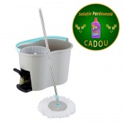 Găleată şi Mop Rotativ cu Pedală Max 360 Mop Grunberg, 2 Rezerve Microfibră, Centrifugă, Set, Gri