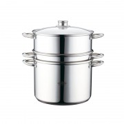 Set Oală cu Sită şi Capac pentru Paste și Gătit la Aburi Regio Peterhof, 7.4 Litri, 4 piese, Inox, Inducţie