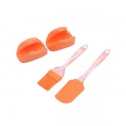 Set Spatulă, Pensulă şi 2 Mănuşi din Silicon Grunberg, 4 Ustensile, Patiserie, Diverse Culori